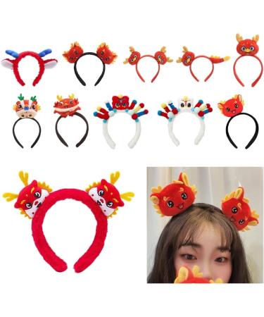 TQUXNGA Stuffed Dragon Head Shape Hair Hoop Women Wash Face Makeup Headband for Photography New Year Hair Accessories 15 brown dragon horn - Buy Online on GoSupps.com