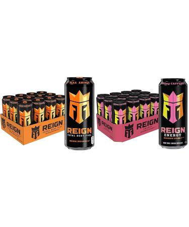 Reign Body Fuel fitness & Performance Drink Orange Dreamsicle 12 Count & Reignbow Sherbet 473mL Cans Pack of 12 Orange Dreamsicle+ Reignbow Sherbet