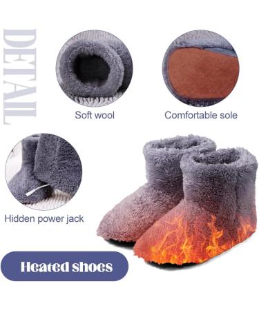 Fenyw Electrically Heated Slippers | USB Foot Warmers for Men & Women | Plush Heating Shoes for Indoor & Outdoor Use (Gray) - Buy Online on GoSupps.com