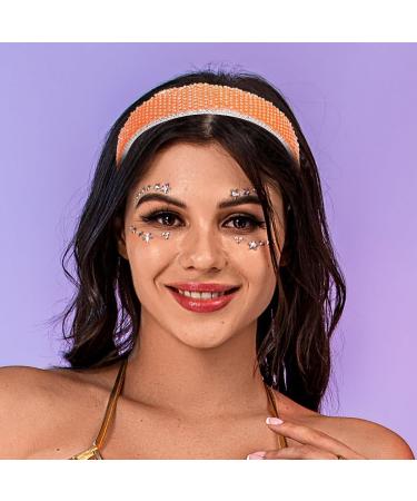 Flayem Rhinestone Rainbow Headband Sparkly Glitter Padded Wide Hair Band Gorgeous Hair Accessories for Women and Girls (Orange) - Buy Online on GoSupps.com
