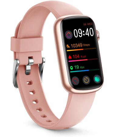 FITVII Slim Fitness Tracker with Blood Oxygen SpO2, Blood Pressure, 24/7 Heart Rate and Sleep Tracking, IP68 Waterproof Activity Trackers and Smart Watches with Step Tracker, Pedometer for Women Kids Pink