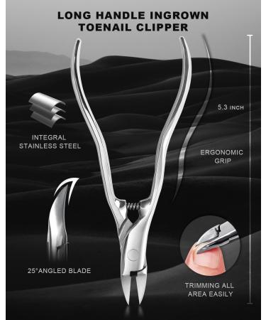 Long Handle Ingrown Nail Clippers Large Wide Jaw Opening Nail Clippers for Seniors Professional Heavy Duty Nail Treatment Pedicure Tool Kit Stainless Steel Nail File Lifter With Wide Jaw Nail Clipper - Buy Online on GoSupps.com