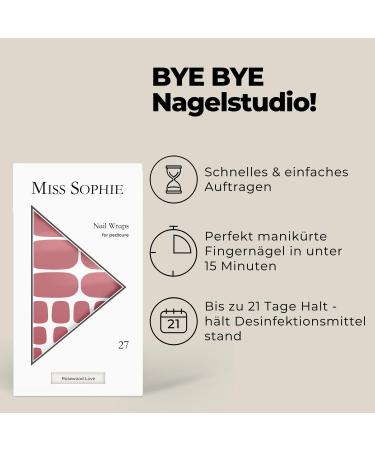 Original Miss Sophie Pedi Wraps | Rosewood Love Pedicure - 27 Ultra-Thin Nail Polish Stripes for Natural & Artificial Nails | Perfect for Gel Acrylic & Shellac Finishes - Buy Online on GoSupps.com