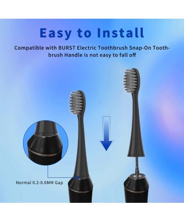 Burst Sonic Toothbrush Heads - 10 Replacement Heads + 30 Floss Picks + 1 Holder - Deep Cleaning Bristle Design - Black-Compatible with Burst Electric Toothbrush - Buy Online on GoSupps.com