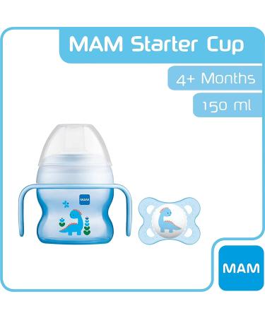 MAM Starter Cup with Handles & Soother - 150ml Blue | 4+ Months Baby Feeding Set - Buy Online on GoSupps.com
