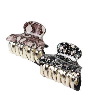 Floral Printed Acrylic Hair Claw Clips Pack of 12 - Medium Size No-Slip Grip Jaw Clamp for Girls and Women - Color E - Buy Online on GoSupps.com