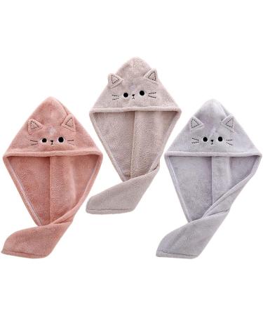 DOITOOL Hair Drying Turban 3Pcs - Cute Cat Hair Wrap Set for Kids & Women - Buy Online on GoSupps.com