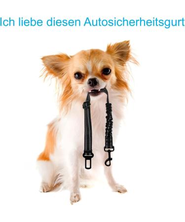 Easeria Premium Dog Car Safety Belt - Adjustable Elastic Dog Seatbelt for Small & Medium Dogs (50-70-87cm) - 2 Pieces in Black - Buy Online on GoSupps.com