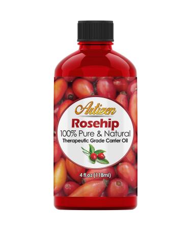 4oz Rosehip Oil by Artizen (100% PURE & NATURAL) - Cold Pressed & Harvested From Fresh Roses Bushes & Rose Seed - Rose Hip Oil is Perfect for Your Skin, Face, Nails, & Hands 4 Fl Oz (Pack of 1)