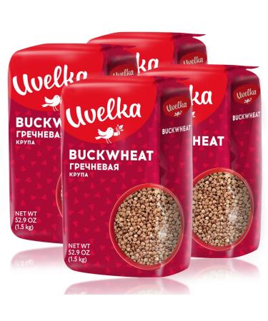Uvelka Buckwheat Groats Extra, 1500 Gram Pack of 4