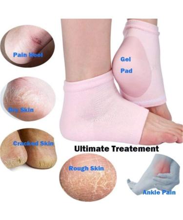 Jiahao Unisex Moisturizing Gel Socks - Spa Foot Care Anti-Dry Cracks Skin Peeling Protection (Gray & Pink) - 2 Pairs - Buy Online on GoSupps.com