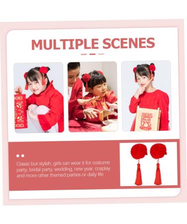 MAGICLULU 9 Pairs Tassel Hair Ball Hair Clip Tiara Chinese Style Hair Clip Tassel Chinese Hair Clips Hair Clips for Girl Hair Clips Artificial Fur Issue Card Child Festive Red - Buy Online on GoSupps.com