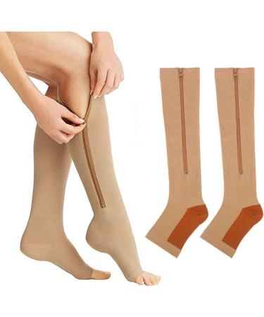 HEEPDD Open Toe Compression Stockings for Men - Zippered Calf & Knee Socks Joint Support & Muscle Pain Relief for Sports - Size S/M - Buy Online on GoSupps.com