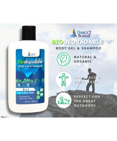 Biodegradable Organic 2-in-1 Shampoo & Body Wash | 8 oz Bottle | For Fresh & Salt Water | No Dyes or Fragrances | Travel Size - Buy Online on GoSupps.com