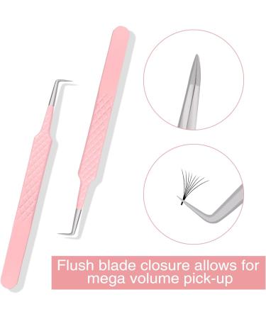 Fiber Tip Lash Tweezers - Professional 90 Degree Precision Tool Set for Eyelash Extensions | Pink Tweezers for Lash Suppliers - Buy Online on GoSupps.com