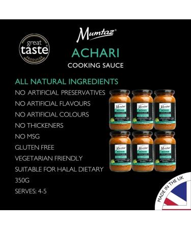Mumtaz ACHARI Indian Curry Cooking Sauce - Pack of 6x 350g - Restaurant Quality At Home - Serves 4-5 - Buy Online on GoSupps.com