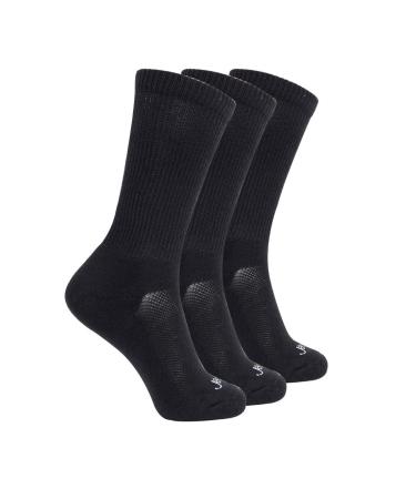 JAVIE Bamboo Diabetic Crew Socks Non-Binding Odor Resistant Merino Wool Socks Ultra Soft Cushioned for Men & Women Medium 3 Pairs/Black