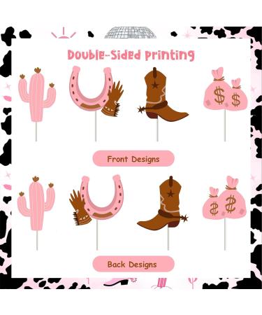 24 Pieces Cowgirl Cupcake Toppers 8 Shapes Pink Hats Boots Cactus Cupcake Picks My First Rodeo Western Theme Baby Shower Birthday Party Cake Decoration Supplies - Buy Online on GoSupps.com