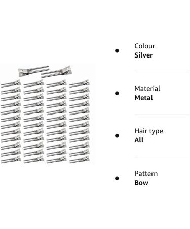 50pcs Double Prong Curl Clips - 1.8inch Metal Alligator Hairpins for Styling - Great for Hair Salon & Barber Use (Silver) - Buy Online on GoSupps.com