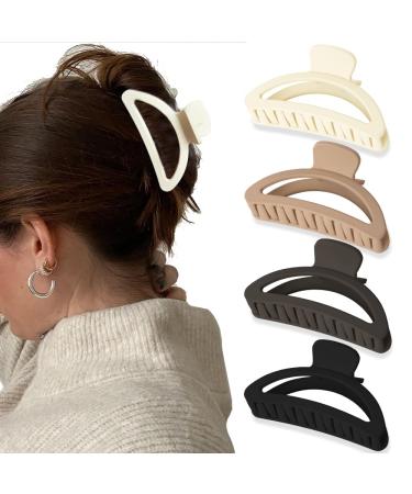Bolonar Claw Clips for Thin Hair 4Pcs  Small Hair Clips for Women Girls  3.3 Neutral Matte Small Claw Clips for Thick Hair Non-slip Strong Hold Medium Hair Clips