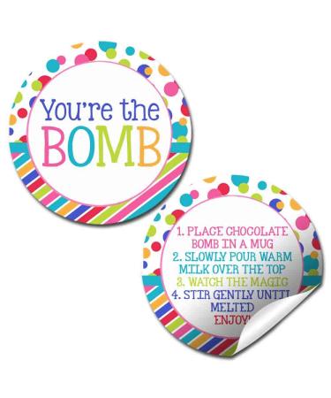 You're The Bomb Colorful Polka Dots Hot Cocoa Bomb Sticker Labels  Total of 40 2 Circle Stickers (20 Sets of 2) by AmandaCreation