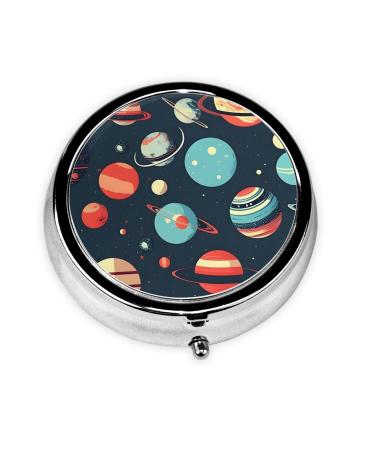 Outer Space Planet Portable Round Pill Box - Lightweight and Moisture-Proof Perfect for Organizing Vitamins Outer Space Planet One Size