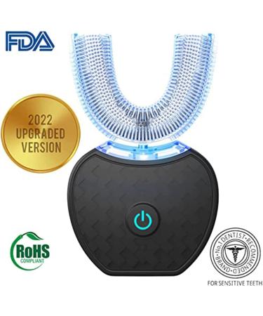 V-White Electric Toothbrush for Adults - Ultrasonic U-Shaped Teeth Whitening - 360 Mouth Cleansing with Wireless Charging - Waterproof IPX7 Certified in Black - Buy Online on GoSupps.com
