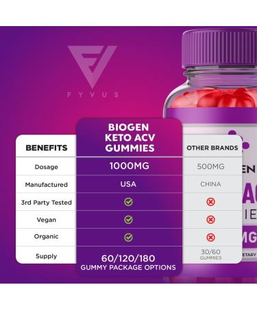 Biogen Keto ACV Gummies - Advanced Weight Loss Supplement with B12 Vitamin - 60 Vegan Gummies - Buy Online on GoSupps.com