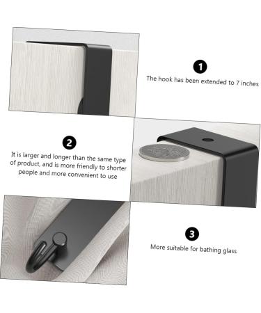Generic 4 Pcs Door Hook Wall Mounted Clothes Hanger Wall Hanger Over Door Towel Bar Black Stainless Steel - Buy Online on GoSupps.com