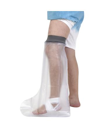 EVERCRYO Waterproof Adult Short Leg Cast Cover for Shower Bath - Reusable Cast and Bandage Protector - Watertight Protection for Broken Short Leg Ankle Foot (Grey)
