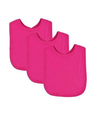 Royal Icon Baby Bibs 0-6 Months & 6-12 Months 100% Organic Cotton Hook and Loop Baby Feeding Bibs - Soft Absorbent Baby Bib - Adorable baby weaning bib For Toddler Boys and Girls Set of 3/6 /12Pc 3 x Fuchsia