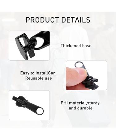 12-Piece Zipper Slider Replacement Set | Removable Zipper Pull for Jackets Suitcases & Backpacks - Black - Buy Online on GoSupps.com
