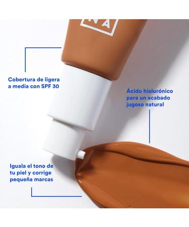 3ina Tinted Moisturizer SPF30 - Dark Brown BB Cream with Hyaluronic Acid | Vegan & Cruelty-Free Face Cream - Buildable Foundation for All Skin Types - Buy Online on GoSupps.com