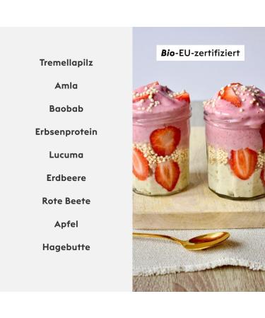 Kiano Vegan Collagen Superfood Mix - Tremella Mushroom Baobab & Strawberry | 250g Bio Blend for Radiant Skin - Buy Online on GoSupps.com