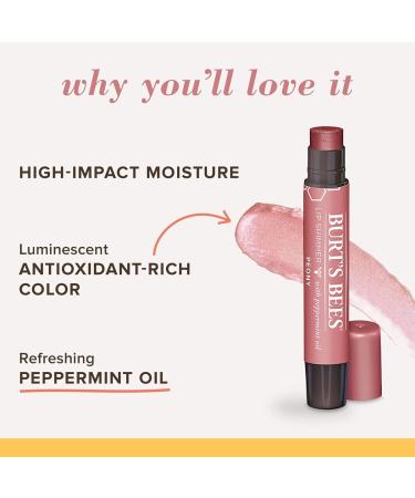 Burt's Bees 100% Natural Lip Shimmer in Peony - Moisturizing Lip Balm - 1 Tube - Buy Online on GoSupps.com