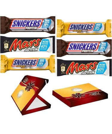 Snickers Protein Chocolate Bars With Gift Box - 6 x Mixed Chocolate Bars