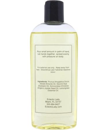 All Natural Lemongrass Massage Oil | 100% Natural Ingredients | Relaxing Scent | Eclectic Lady 8 oz - Buy Online on GoSupps.com