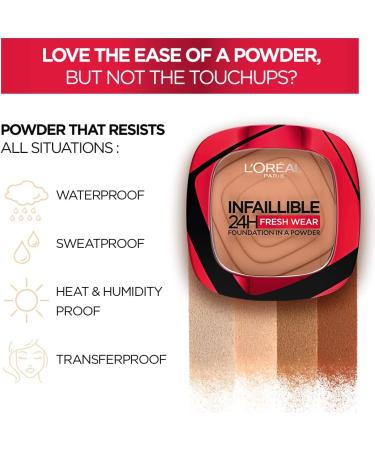 L'Oreal Paris Infallible 24H Fresh Wear Foundation In A Powder Longwear Coverage Mattifying Finish Available In 6 Shades Shade 120 Vanilla 120 - Vanilla 1 Count (Pack of 1) - Buy Online on GoSupps.com
