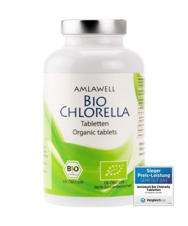 AMLAWELL Organic Chlorella Tablets - 250 g protein-rich Chlorella tablets with iron chlorophyll and vitamin B12 vegan
