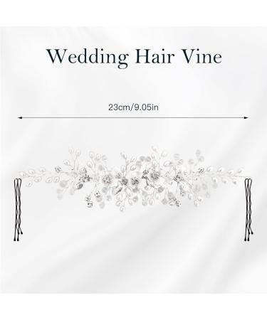 Makone Bride Hair Accessories Wedding Hair Vines Crystal Headpieces Flower Headband Bridal Hair Pieces wedding hair accessories for women Silver Flower Vine - Buy Online on GoSupps.com