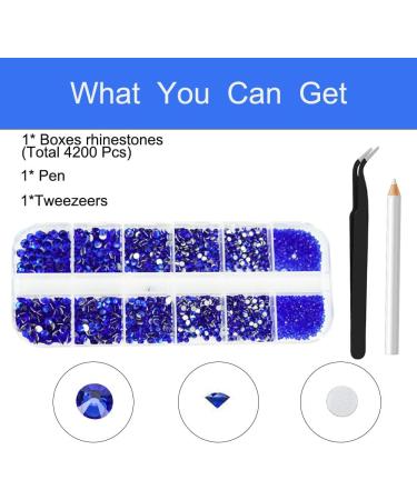 4200stk Dark Blue Nail Rhinestones - SS6-SS200 Flat Back K9 Glass Gems for Nail Art - Sparkling Charms for Stunning Designs - Buy Online on GoSupps.com