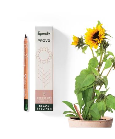 SproutWorld & PROVG Eyeliner R sistant l'eau | Texture Lisse & Douce | Formule V gane | Crayon Eyeliner Plantable avec Graines de Tournesol | Cadeau de Maquillage | Charit | Noir Eyeliner Noir