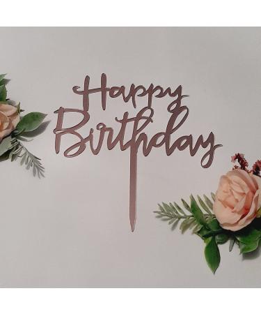 Happy Birthday Cake Topper Acrylic Toppers Elegant Decoration UK 3LD1 (BLACK) (Gold) Gold