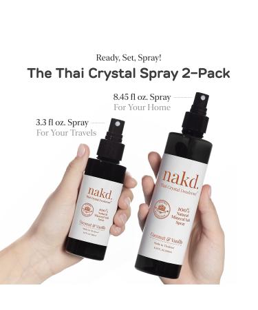 Nakd Thai Crystal Deodorant Spray Combo - 8.45 FL oz. + 3.3 FL oz. - Coconut & Vanilla Scent - Aluminum Free Salt Deodorant for Women, Men, and Teens - Buy Online on GoSupps.com