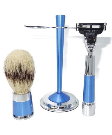 HRTC Men's Shaving Brush | Stylish Aluminum Beard & Makeup Gift | Classic Safety Razor Handle 10x15cm Silver - Buy Online on GoSupps.com