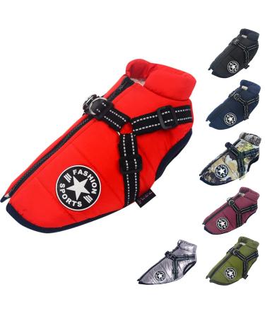Dog Vest Dog Coat Waterproof Warm Vest with Dog Harness Winter Warm and Soft 9 Colors-Red XL XL Red