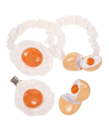 OATIPHO Egg Hair Clips Pin Girls Poached Egg Hairpin Fried Egg Hairclips Hair Tie Elastic Hair Rope Girls Birthday Hair Barrette Child Hair Rope