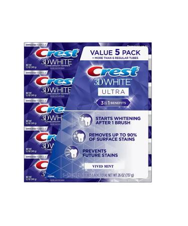 Crest 3D White Ultra Whitening Toothpaste  Vivid Mint (5.2 oz  5 pk.)