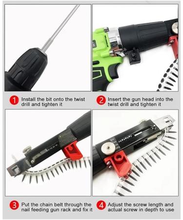 rumoe Automatic Chain Nail Adapter Electric Drill Screw Tightening Equipment Installed on Electric Drill with Screwdriver Easy to Use Black - Buy Online on GoSupps.com