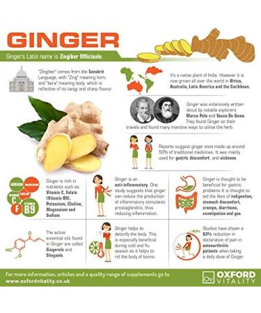 Ginger Tablets | 3200mg Root Extract Supplements for Digestive Health | by Oxford Vitality 500 count (Pack of 1) - Buy Online on GoSupps.com